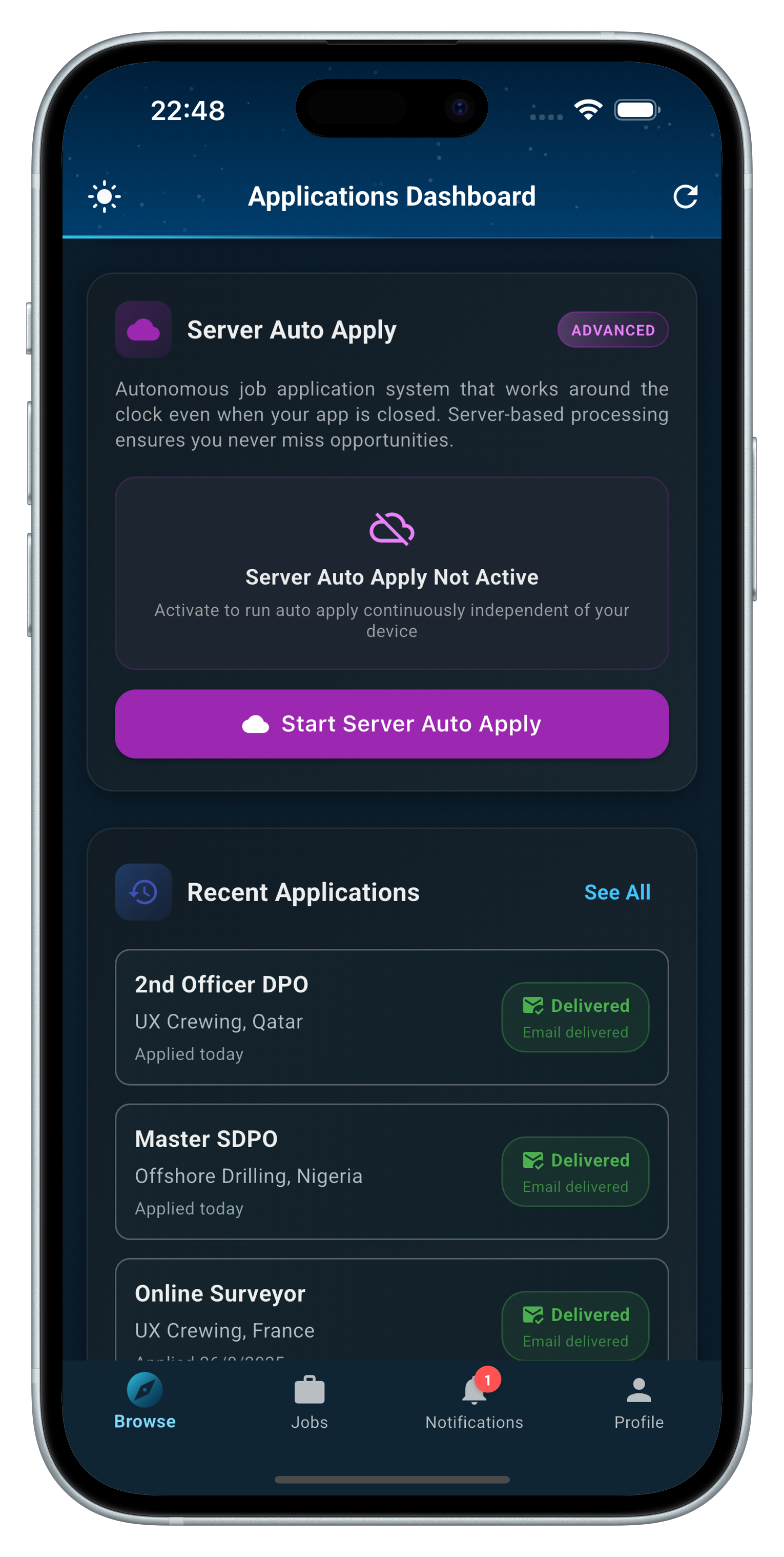 Auto apply screen